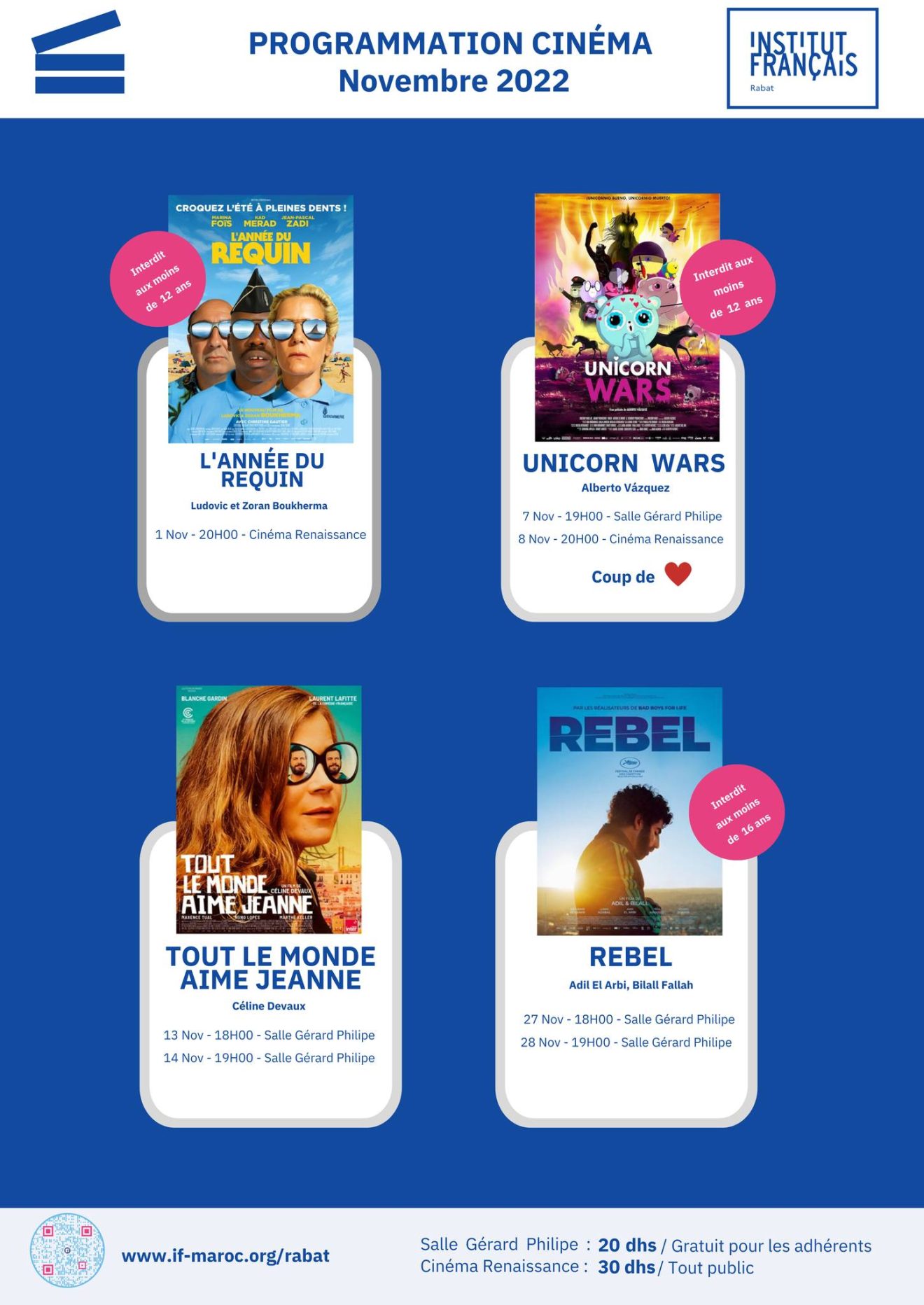 Découvrez le programme cinéma du mois de novembre 2022 Institut