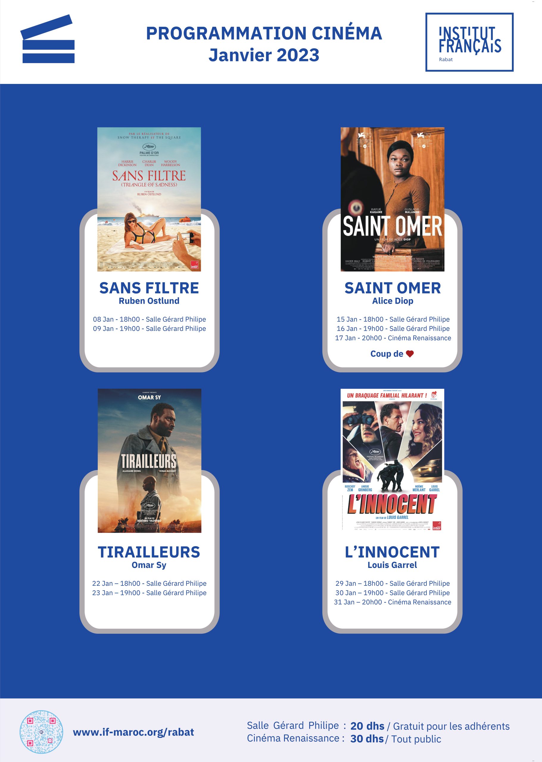Découvrez le programme cinéma du mois de Janvier 2023 Institut
